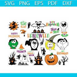 happy halloween svg, pumpkin ghost quotes, witch faces svg, clipart font, bundle file, svg