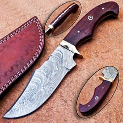 beautiful handmade damascus steel blade camping hunting knife bowie knife