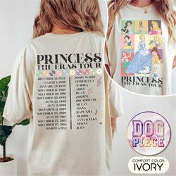 princess eras tour comfort colors shirt, disney princess shirt, disney princess characters shirt, disney girl trip shirt