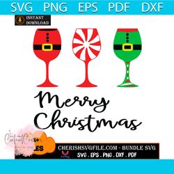 merry christmas elf wine glass bundle svg, merry christmas bundle svg