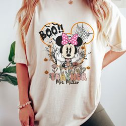 custom teacher halloween comfort shirt, teacher team shirts, personalized school tshirt, teacher gift, customized name t