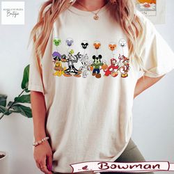 disney characters halloween skeleton comfy colors shirt,disney halloween matching shirt,disney mickey minnie friends te