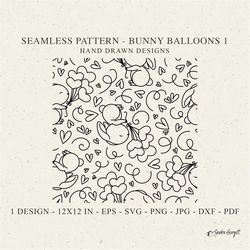 bunny heart balloon seamless pattern svg dxf png jpg pdf baby animal cricut background plotter vinyl laser cut file east