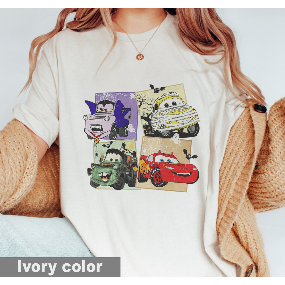 Funny Disney Pixar Cars Halloween Comfort Colors Shirt, Lightning Mcqueen Shirt, Matter Shirt, Cars Character Halloween, Disney Family - 1.jpg