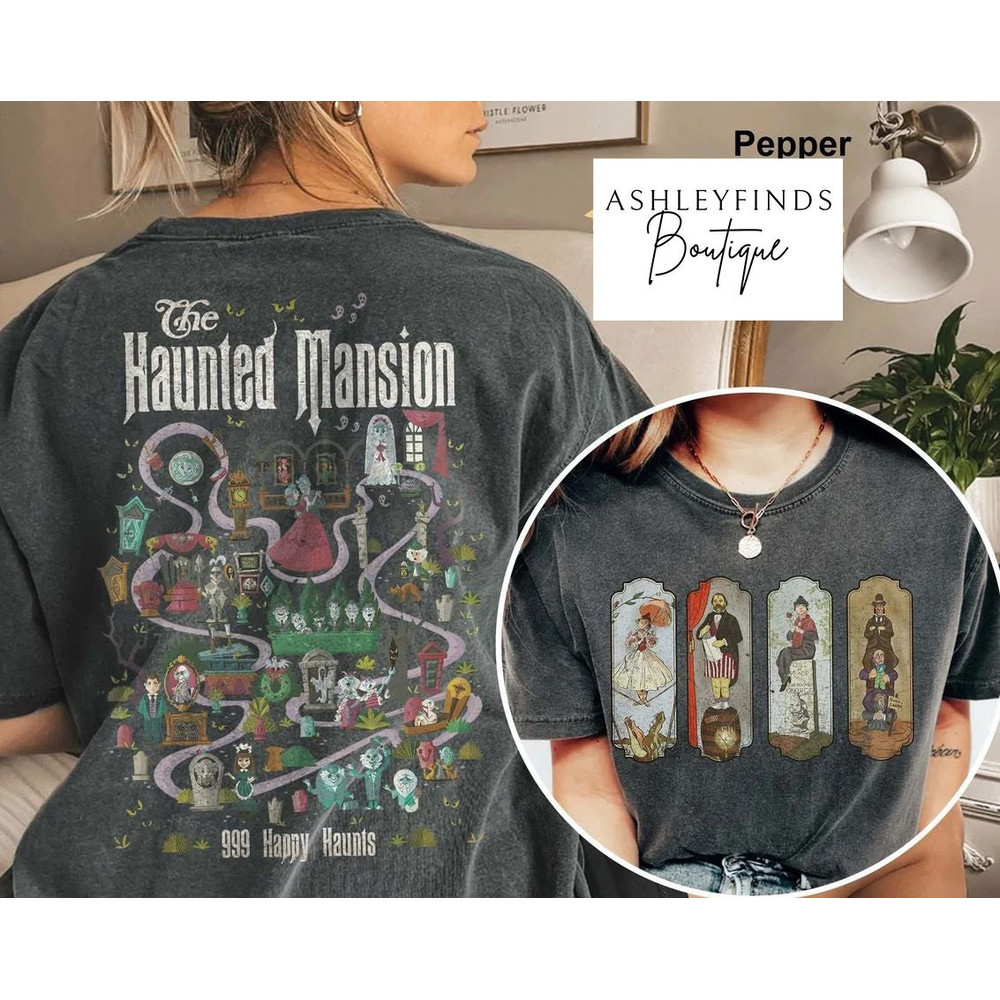 Haunted Mansion Shirt, The Haunted Mansion Map Comfort Color Shirt, Stretching Room Shirt, Disneyland Trip Tee, Retro Disney Halloween Shirt - 4.jpg