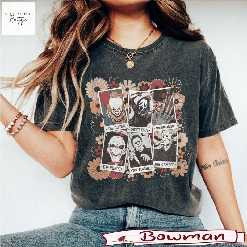 Horror Characters Tarot Comfort Colors Shirts, Horror Friends Tarot Halloweentown Sweatshirt, The Ghost, The Camper, The Slasher - 2.jpg