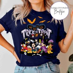 mickey and friends disney halloween shirt, trick or treat disney halloween tee, mickey not so scary halloween party 2023