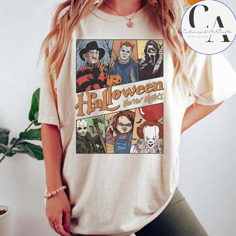 Vintage Universal Studios Halloween Horror Nights Shirt, Retro Horror Characters Group Shirt, Scary Movie Halloween Costume, Horror Movie - 2.jpg