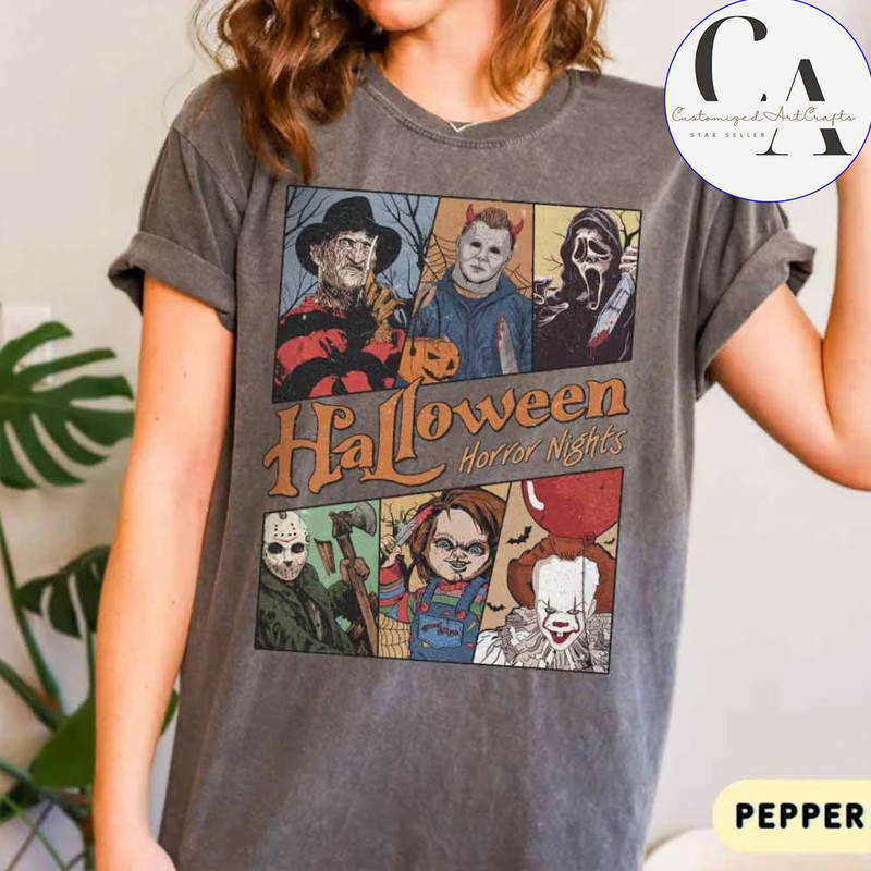 Vintage Universal Studios Halloween Horror Nights Shirt, Retro Horror Characters Group Shirt, Scary Movie Halloween Costume, Horror Movie - 4.jpg