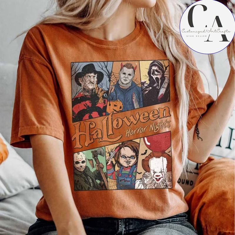 Vintage Universal Studios Halloween Horror Nights Shirt, Retro Horror Characters Group Shirt, Scary Movie Halloween Costume, Horror Movie - 5.jpg