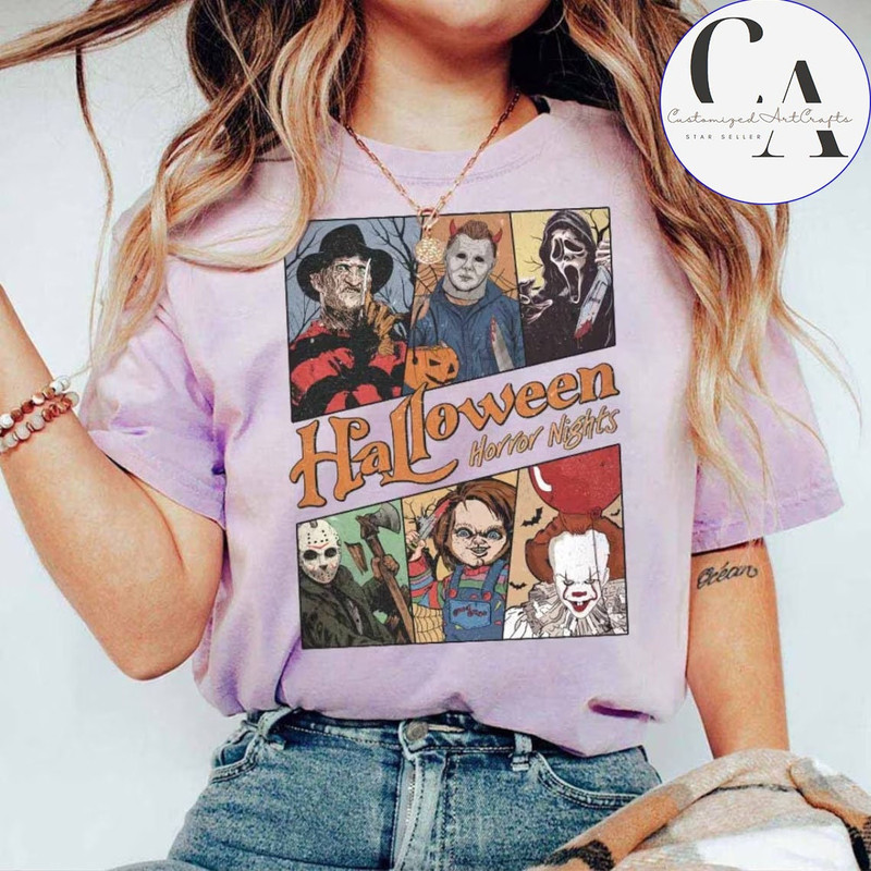 Vintage Universal Studios Halloween Horror Nights Shirt, Retro Horror Characters Group Shirt, Scary Movie Halloween Costume, Horror Movie - 6.jpg