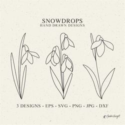 snowdrop plotter file svg dxf png january birth month flower cricut floral silhouette botanical clipart spring vinyl cut