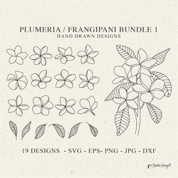 plumeria flower plotter file svg dxf png eps jpg tropical floral cricut botanical leaf silhouette vinyl laser cut templa