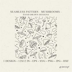 mushroom seamless pattern svg dxf png jpg sweet fall cricut background plotter file wallpaper autumn clipart cute vinyl