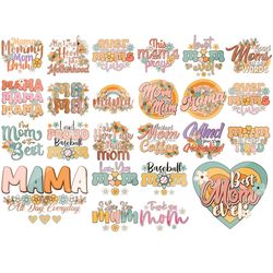 Retro Mama PNG Bundle, Retro Mom Png, Mom Life Png, Mom Png, Mother's Day Png, Blessed Mama, Bear Mama, Boy Girl Mama, M