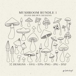 mushroom plotter file svg dxf png eps jpg fall cricut bundle autumn clipart set monogram silhouette cute vinyl cut file