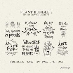 plant plotter file svg bundle dxf png jpg let love grow succulent cricut silhouette botanical clipart love grows here we