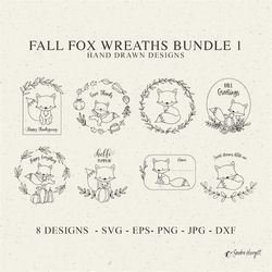 fall fox wreath plotter file svg dxf png jpg eps forest baby cricut woodland animal silhouette cute autumn clipart fall