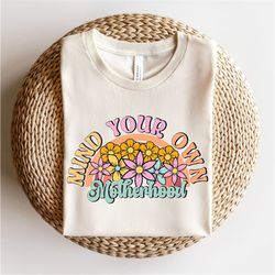 mind your own motherhood png - boho png, hippie, mothers day png, mama png, mom retro png, retro sublimation designs dow