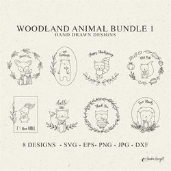 woodland animal plotter file svg dxf png jpg eps forest baby cricut bunny owl silhouette cute autumn fox clipart fall be