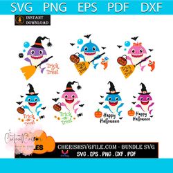 halloween baby shark bundle svg, 7 files halloween baby shark svg