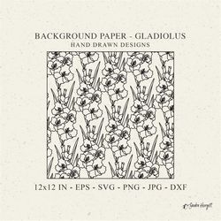 gladiolus floral motif patterned background cut file svg dxf png eps silhouette cricut scrapbooking project card making