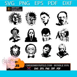 horror charaters halloween day bundle svg, 12 files halloween horror character svg