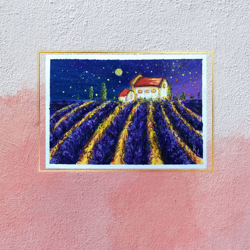 Lavender Field, Landscape France, Provence Painting ON THE WALL.jpg