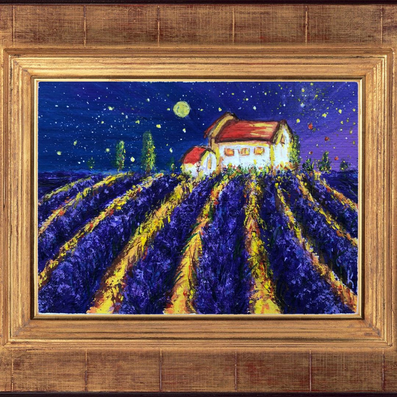 Lavender Field, Landscape France, Provence Lavender Field, Landscape France, Provence Painting in the WOODEN FRAME.jpg
