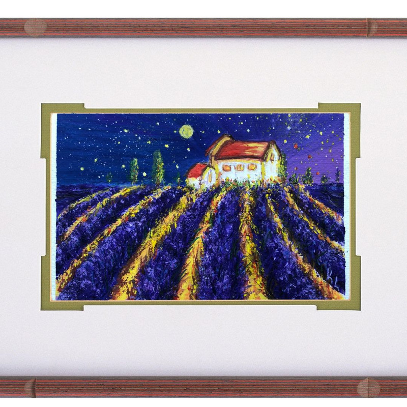 Lavender Field, Landscape France, Provence Lavender Field, Provence Painting Framed.jpg