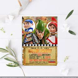 sherlock gnomes invitation, sherlock gnomes invites, sherlock gnomes birthday party invitation, sherlock gnomes birthday