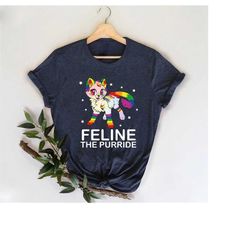 feline the purride lgbt gay pride shirt,rainbow cat shirt,funny kitten lover gift,colorful cat shirt,psychedelic cat shi