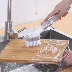 efficient kitchen scrub brush set with soap dispenser