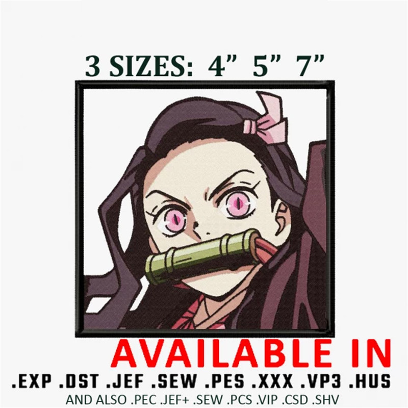 Nezuko embroidery design