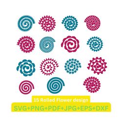 rolled flower svg, rolled flowers, rolled paper flowers, flower bouquet svg, paper flower svg, flower svg, cut files for