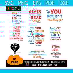dr seuss one fish two fish red fish blue fish bundle svg