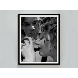 Rose Drinking Wine Poster, Black and White, Vintage Photo, Bar Cart Print, Wall Art, Old Hollywood Decor, Titanic Movie