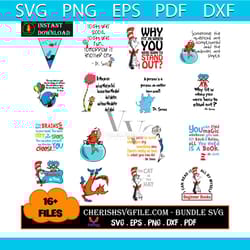 dr seuss red fish blue fish bundle svg, 16 files dr seuss red fish svg
