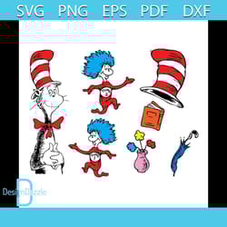 dr seuss thing 1 thing 2 bundle svg, dr seuss svg, dr seuss bundle svg, thing 1 thing 2 svg, cat in the hat svg, dr seus