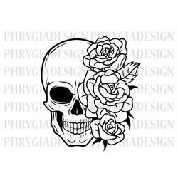 floral skull svg , flower skull svg , skull svg , flower skull clip art , sugar skull svg , skull vector , skull png , d