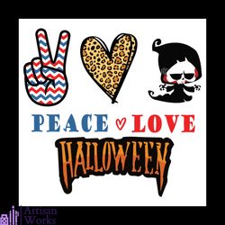 peace love halloween svg, halloween svg, best halloween svg, leopard pattern svg