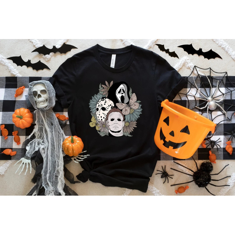 Horror Halloween shirt, Halloween floral Sweatshirt, Scream, Jason, Michael Myers, Horror movie shirt, Fall Shirt, Halloween Gift Shirt - 1.jpg