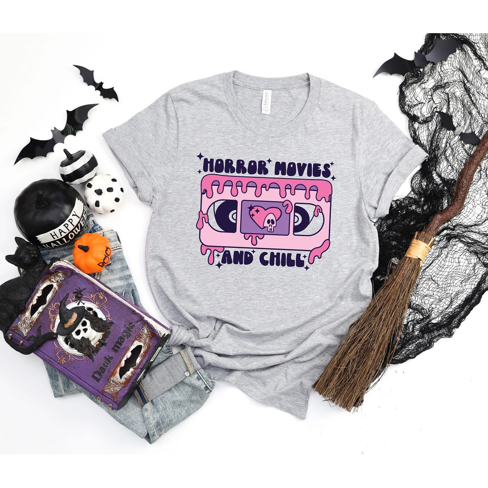 Horror Movies And Chill Shirt Halloween Shirt, Funny Halloween Shirt,Halloween Party Shirt, Trick or Treat Shirt, Spooky Vibes Shirt - 1.jpg