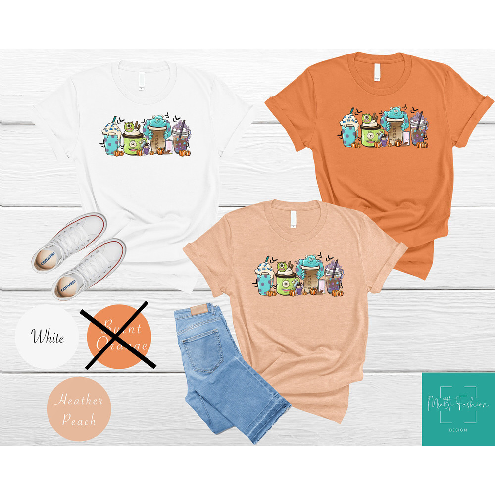 Monsters Inc Fall coffee pumpkin spice latte iced sweatshirt, Monsters Inc Halloween Shirt, Monsters Inc Party - 3.jpg