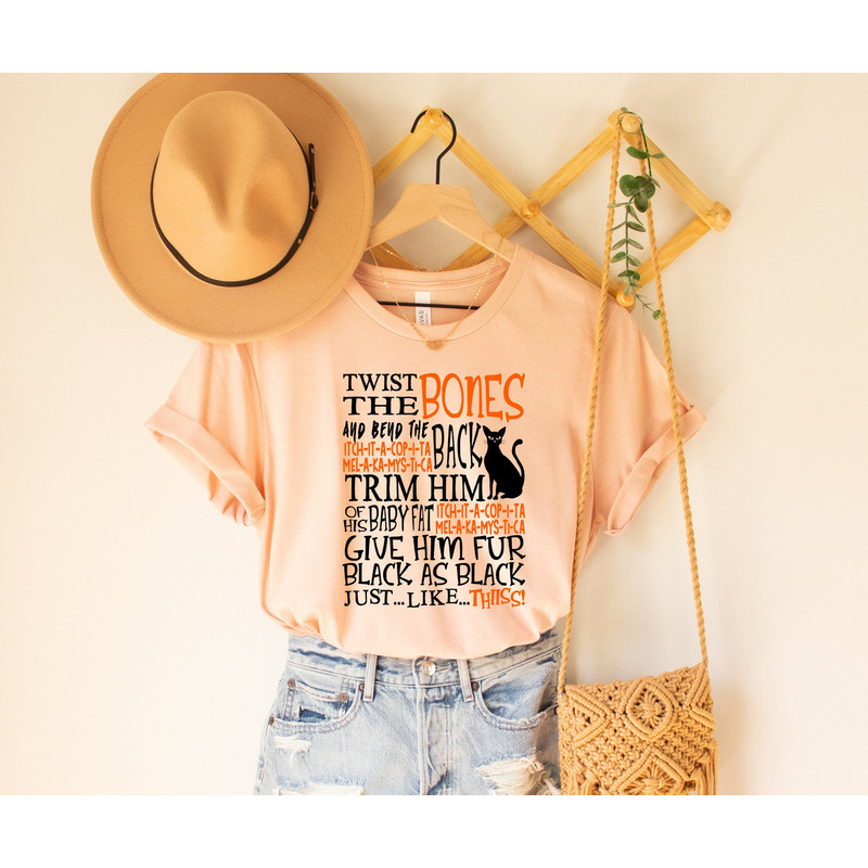 Twist The Bones Shirt Gift For Halloween, Halloween Cat Shirt, Black Cat Tshirt, Halloween Clothing, Witch Spell Tee, Hocus Pocus Shirt Gift - 1.jpg