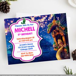 tangled invitation, tangled birthday invitation, rapunzel invitation, rapunzel birthday invitation, rapunzel invites