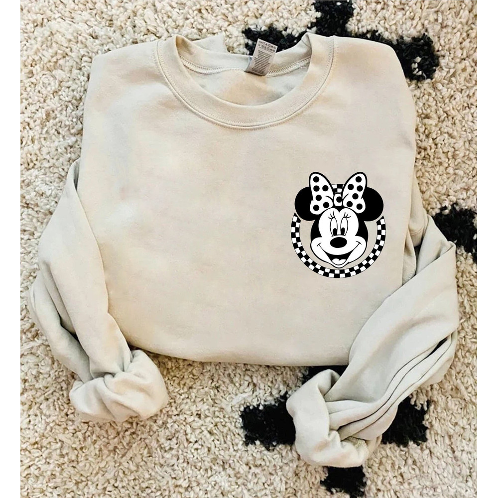 Checkered Mickey Minnie Sweatshirt, Vintage Mickey Minnie Sweatshirt, Retro Disney Couple Sweatshirt, Disney Matching Shirt, Mickey Head - 1.jpg