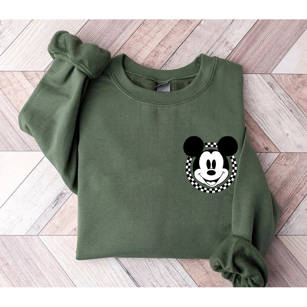 Checkered Mickey Minnie Sweatshirt, Vintage Mickey Minnie Sweatshirt, Retro Disney Couple Sweatshirt, Disney Matching Shirt, Mickey Head - 2.jpg