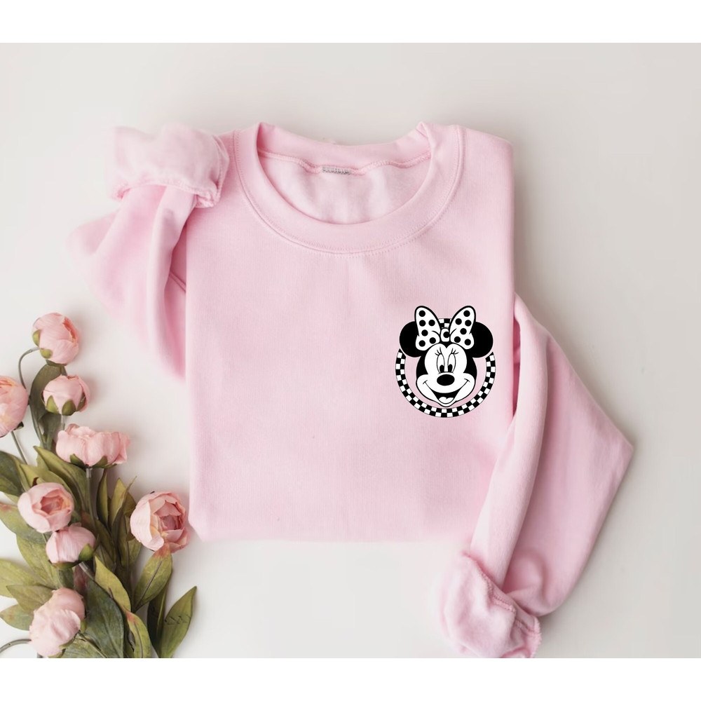 Checkered Mickey Minnie Sweatshirt, Vintage Mickey Minnie Sweatshirt, Retro Disney Couple Sweatshirt, Disney Matching Shirt, Mickey Head - 3.jpg