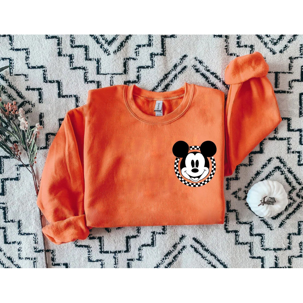 Checkered Mickey Minnie Sweatshirt, Vintage Mickey Minnie Sweatshirt, Retro Disney Couple Sweatshirt, Disney Matching Shirt, Mickey Head - 4.jpg